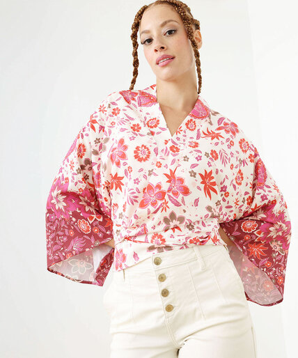 Short Tie-Front Kimono Image 1