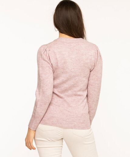 V-Neck Puff Shoulder Sweater Image 4