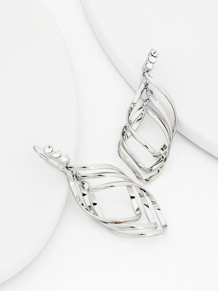Silver Twisted Dangler Earrings Image 5