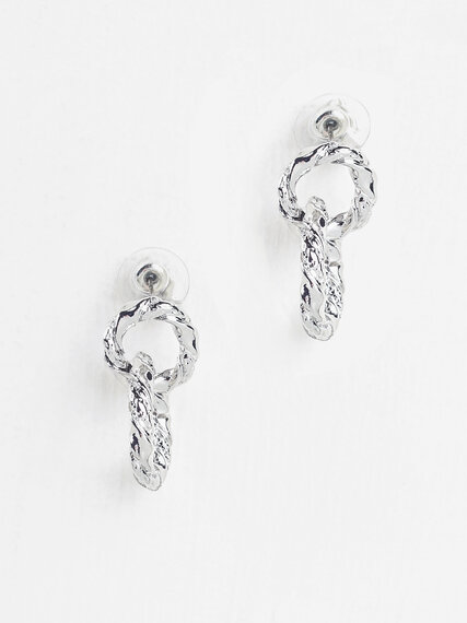 Silver Double Ring Earrings Image 3