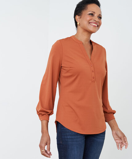 Eco Long Sleeve Mid Length Y-Neck Top Image 4