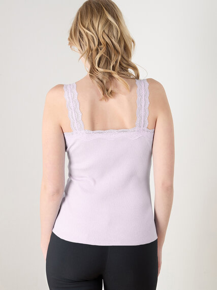 Cotton Ribbed Lace Tank Top Image 4