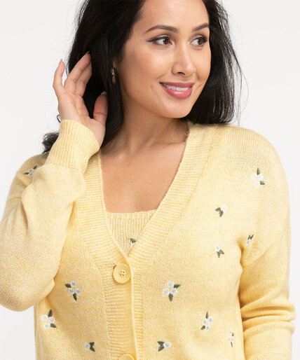 Embroidered Button Front Cardigan Image 2