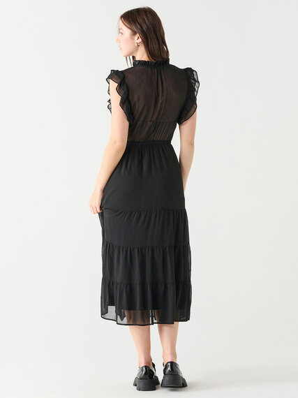 Ruffle Sleeve Tiered Midi Dress Image 3