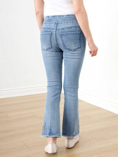Embroidered Kick Flare Ankle Jeans by GG Jeans