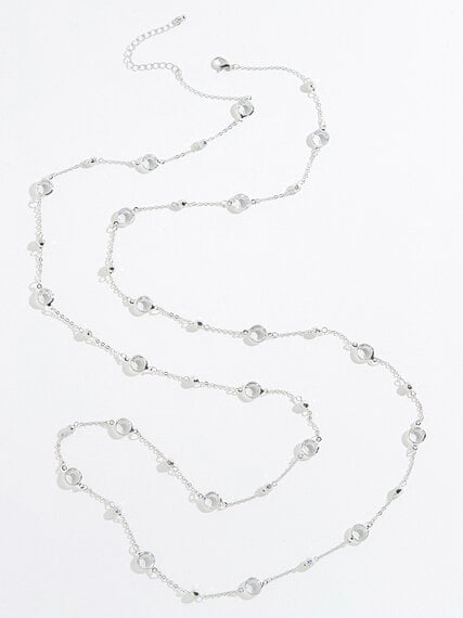 Long Silver Necklace with Glass Stones Image 5