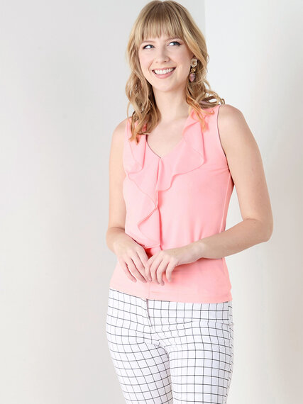 Sleeveless Stretch Top with Ruffle Detail Image 4