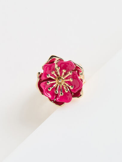 Pink/Flash Gold Flower Statement Stretch Ring