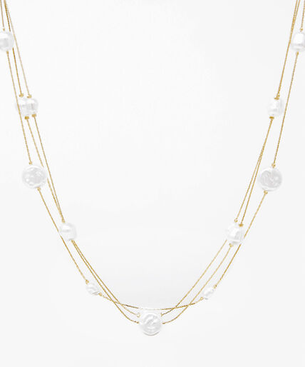 Short 3-Tier Gold Necklace with Pearls Image 3