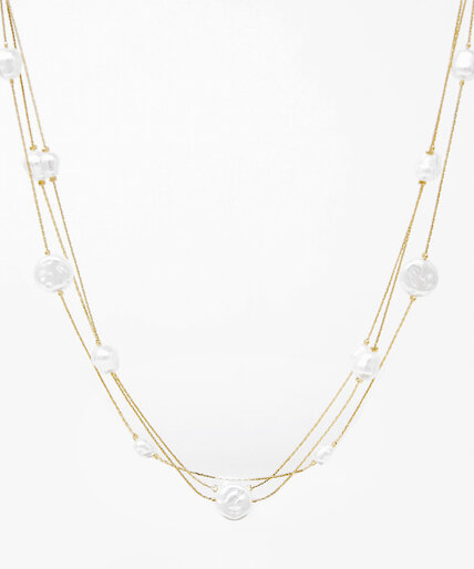 Short 3-Tier Gold Necklace with Pearls Image 3