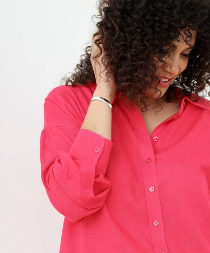 Low Impact Long Sleeve Relaxed Linen Shirt Image 6