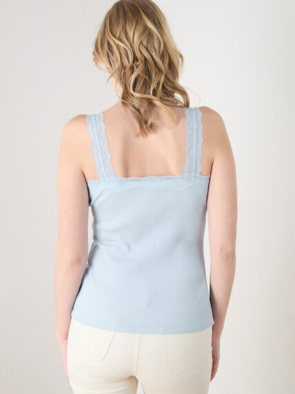 Cotton Ribbed Lace Tank Top Image 6