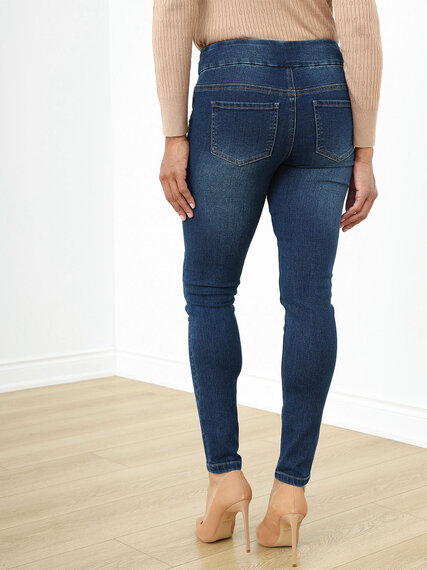 Dark Wash Slim-Leg Pull-On Jeans Image 3