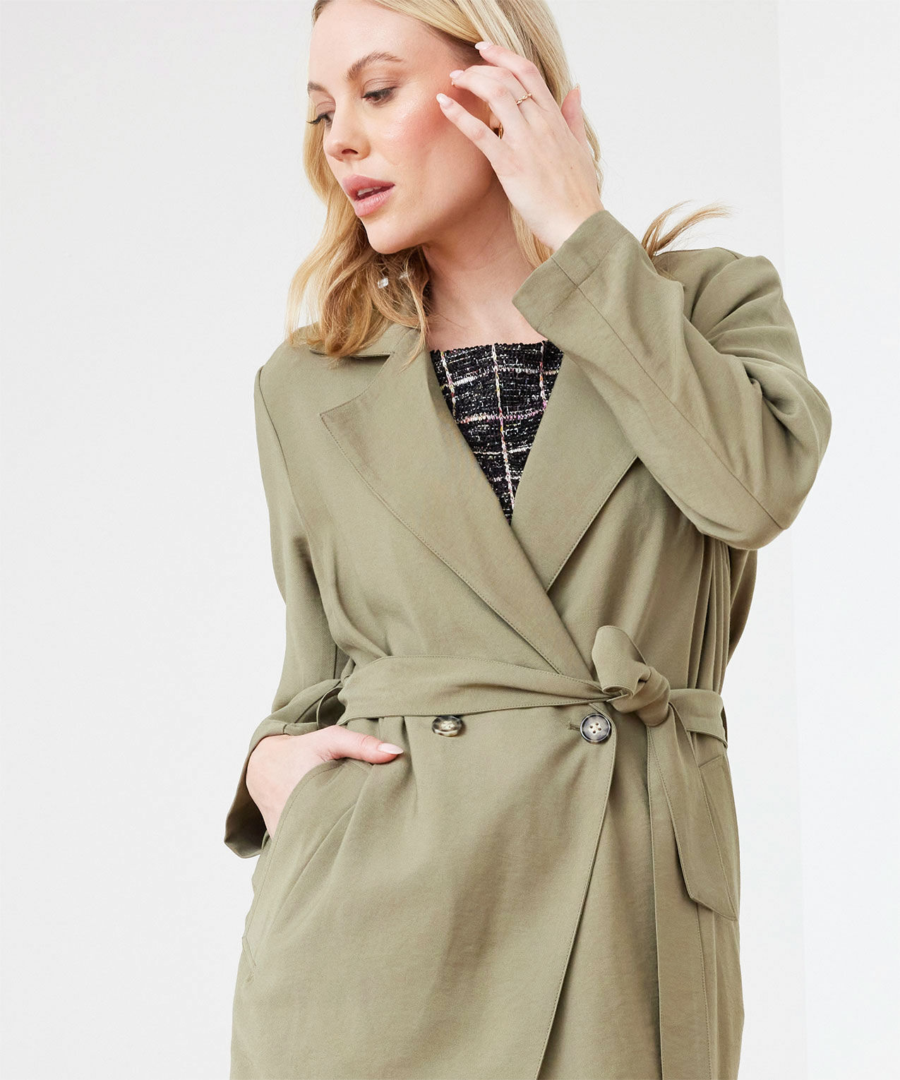 Drapey trench coat top
