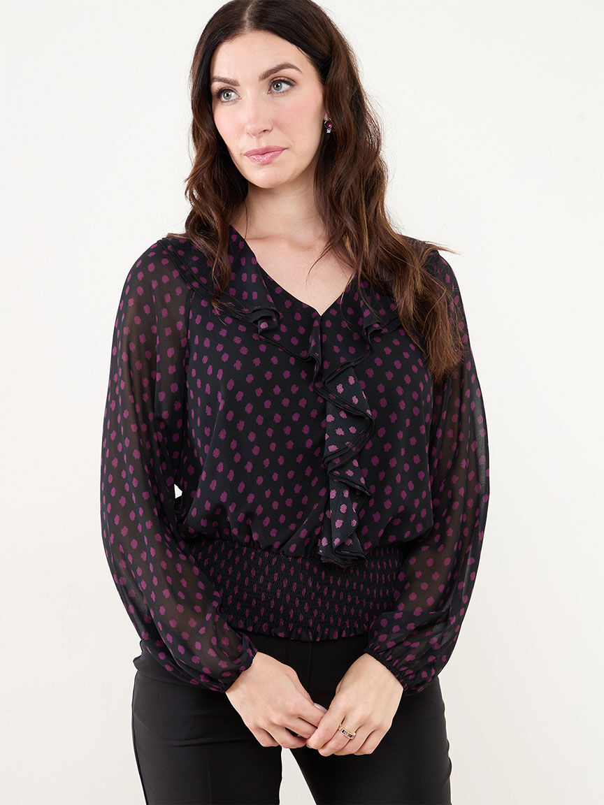 Blouse with ruffle bottom shop