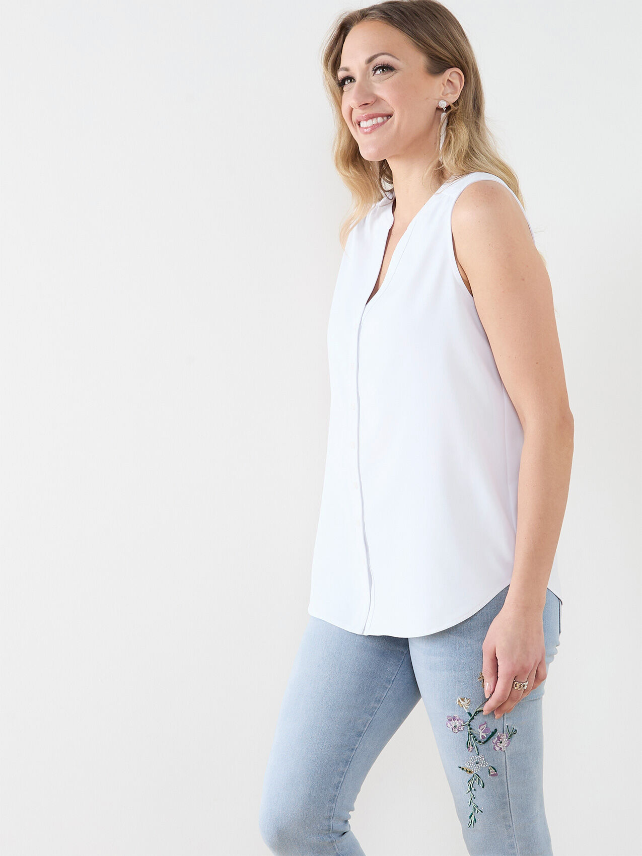 Blue sleeveless top new arrivals