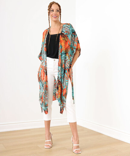 Printed Kimono with Side Slits Image 3