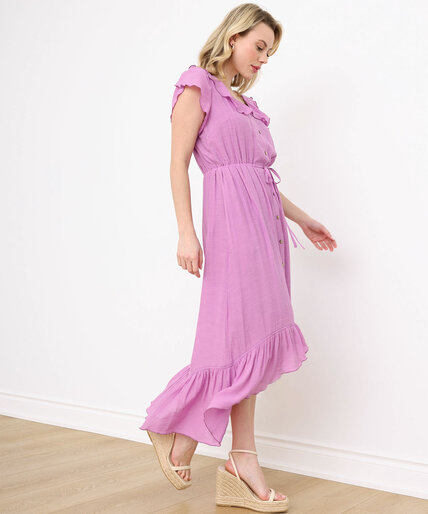 Petite Gauze Tulip-Sleeve Hi-Low Maxi Dress Image 5