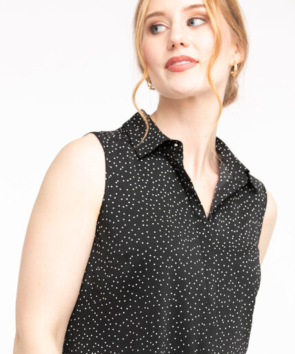 Sleeveless Collared Button Front Blouse Image 5