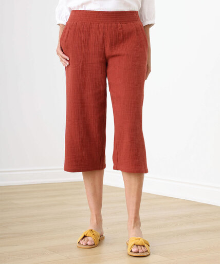 Low Impact Textured Pull-On Crop Pant Image 5