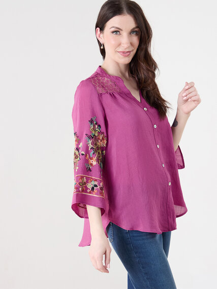 3/4 Sleeve Embroidered Blouse Image 3