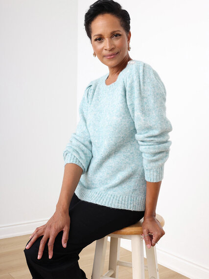 Button-Shoulder Pullover Sweater Image 1