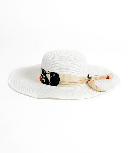 Wide-Brim Straw Hat with Sash