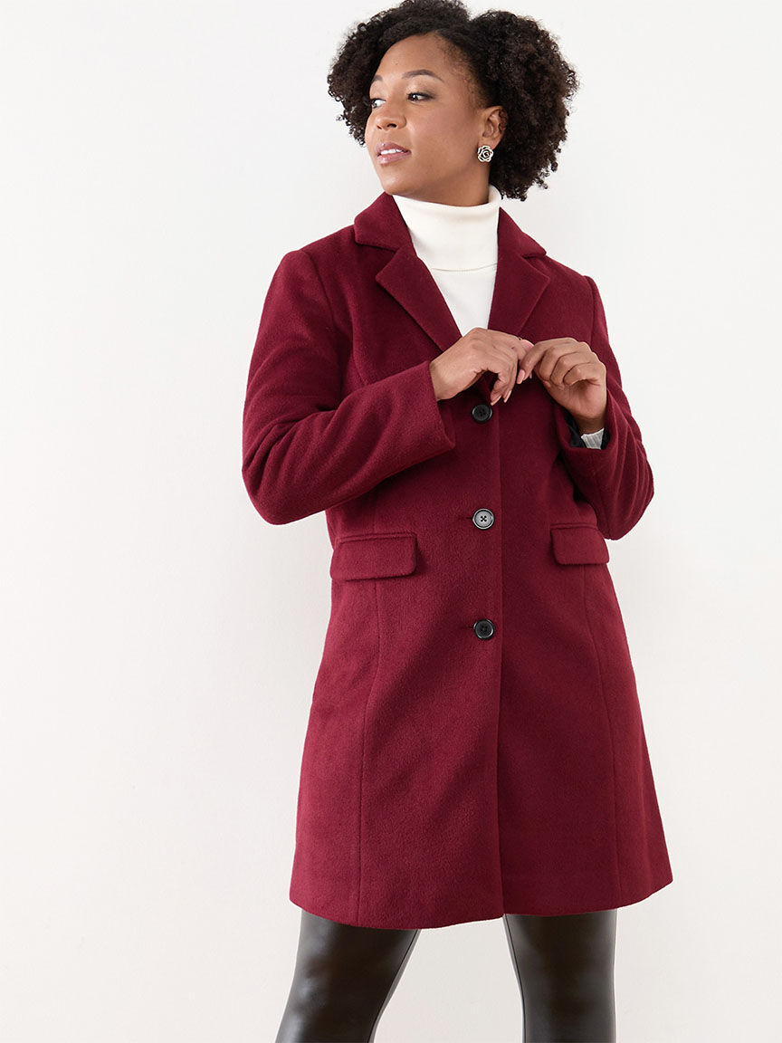 Petite classic faux wool coat Cleo Cranberry XS