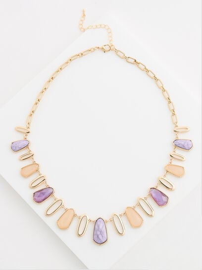 Gold/Lilac Charm Short Necklace