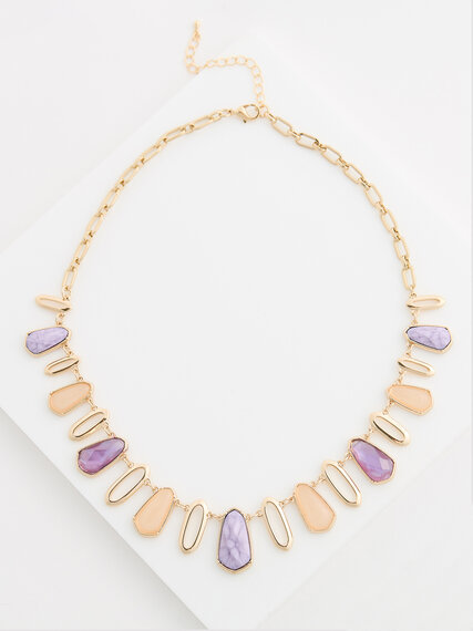 Gold/Lilac Charm Short Necklace Image 1