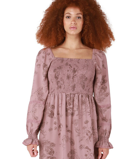Dex Smocked Lace Trim Midi Dress Image 3