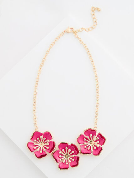Pink Flash/Gold Short Statement Flower Necklace Image 3