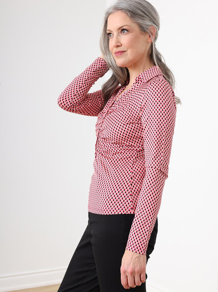 Long Sleeve Collared Crepe Knit Top by Jules & Leopold Image 5