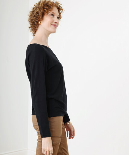 Long-Sleeved Boatneck Dolman Sweater Image 3