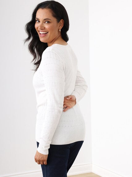 Long Sleeve Pointelle Pullover Sweater Image 5