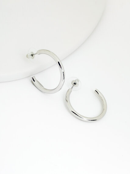 Silver Mixed Hoop Earring Trio Image 5