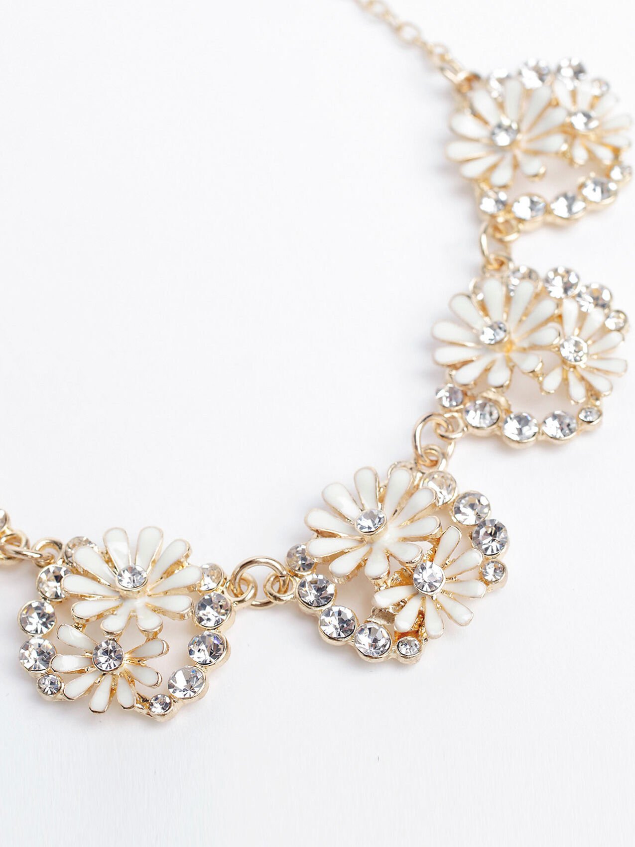 Short Gold & Ivory Flower Necklace