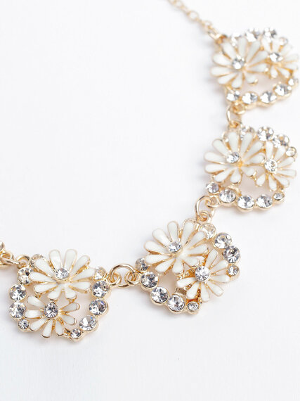 Short Gold & Ivory Flower Necklace Image 1