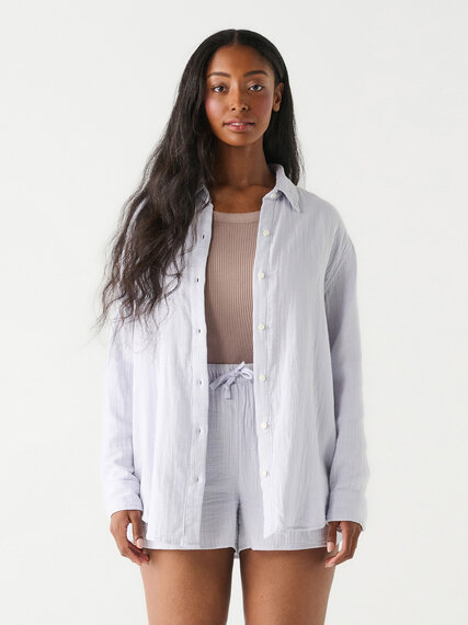 Long Sleeve Textured Button-Up Blouse by Dex Image 1