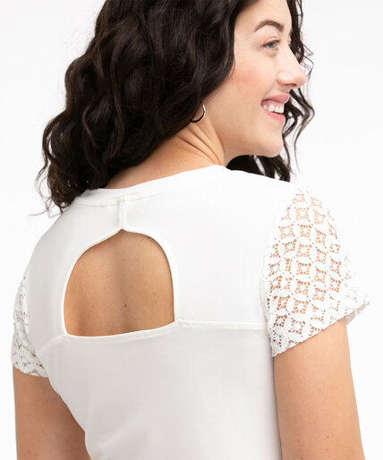 Scoop Neck Lace Sleeve Top Image 2