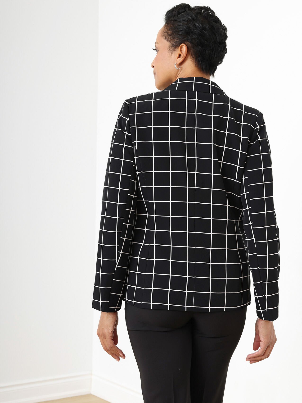 Windowpane One-Button Blazer