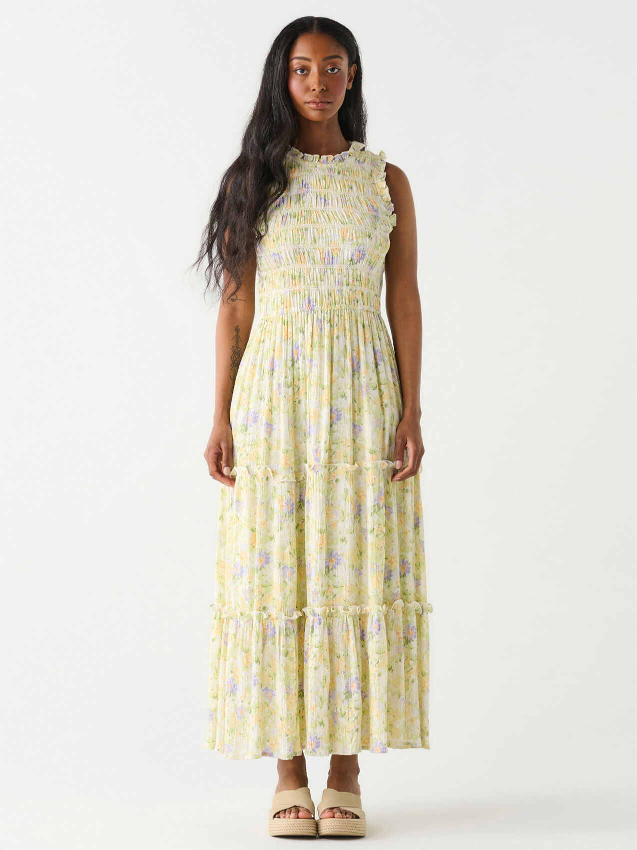 Sleeveless Smocked Maxi Dress by Dex Cleo 4000009851