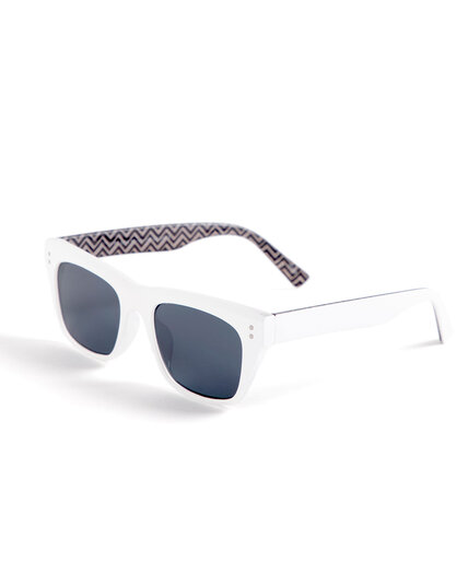 White Rectangular Sunglasses Image 2