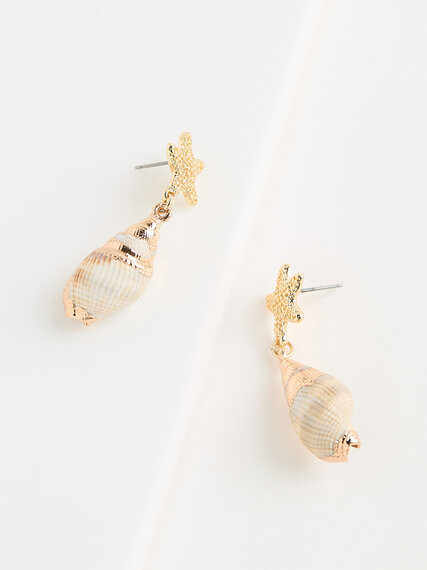 Natural/Gold Sea Shell Earrings Image 4