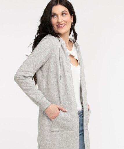 French Terry Long Hooded Cardigan Image 4