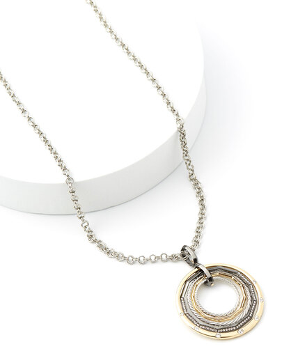 Long Necklace /w Metal Circles Pendant  Image 2