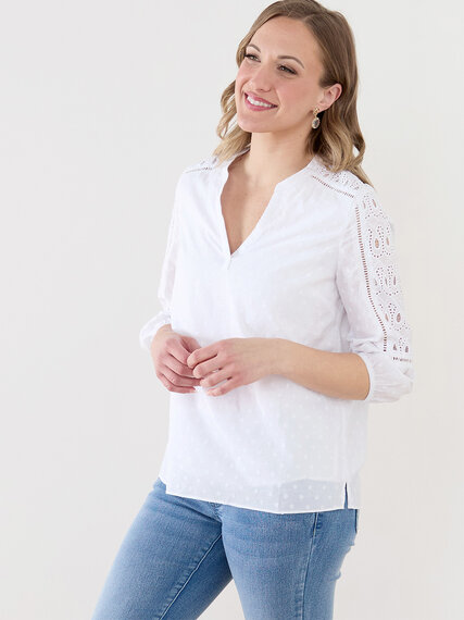 3/4 Sleeve Embroidered Blouse Image 3