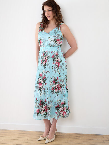 Satin V-Neck Floral Maxi Dress Image 1
