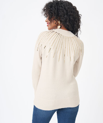 Sequined Mock Neck Sweater Image 3