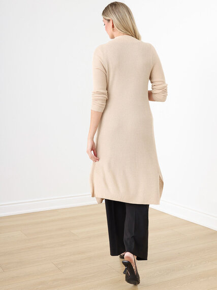 Maxi Open-Front Knit Cardigan Sweater Image 3